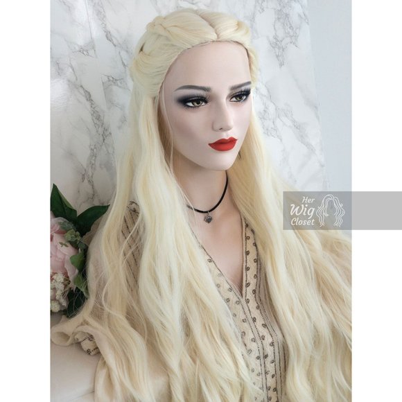 32“ Wavy Icy Blonde Synthetic Wig | Daenerys - Picture 14 of 15
